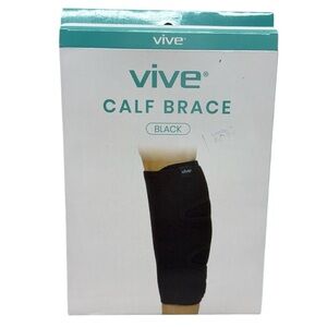 Vive Calf Brace in black, Neoprene breathable lightweight injury support shin OS